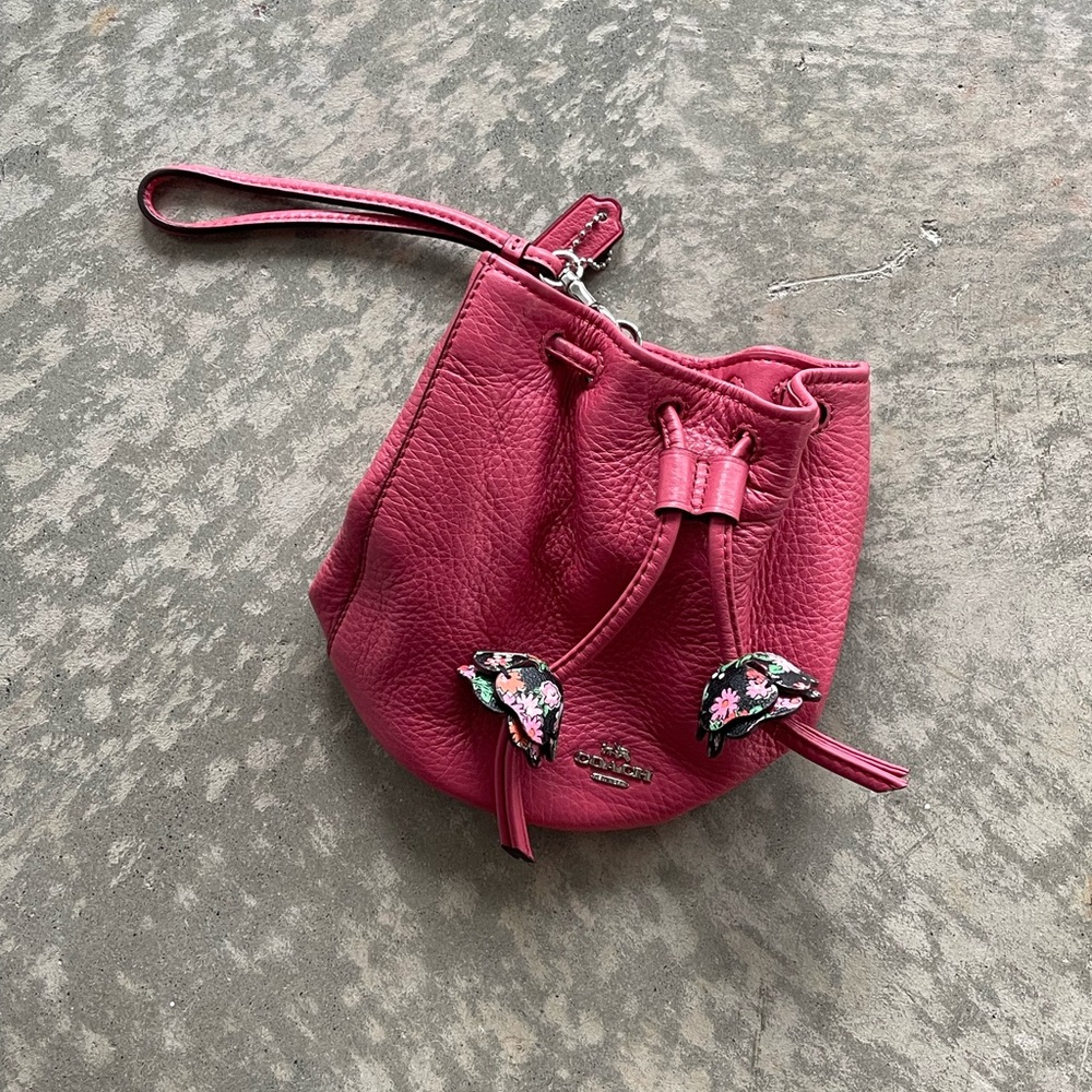 Coach Mini Bucket Bag Pink Drawstring Floral